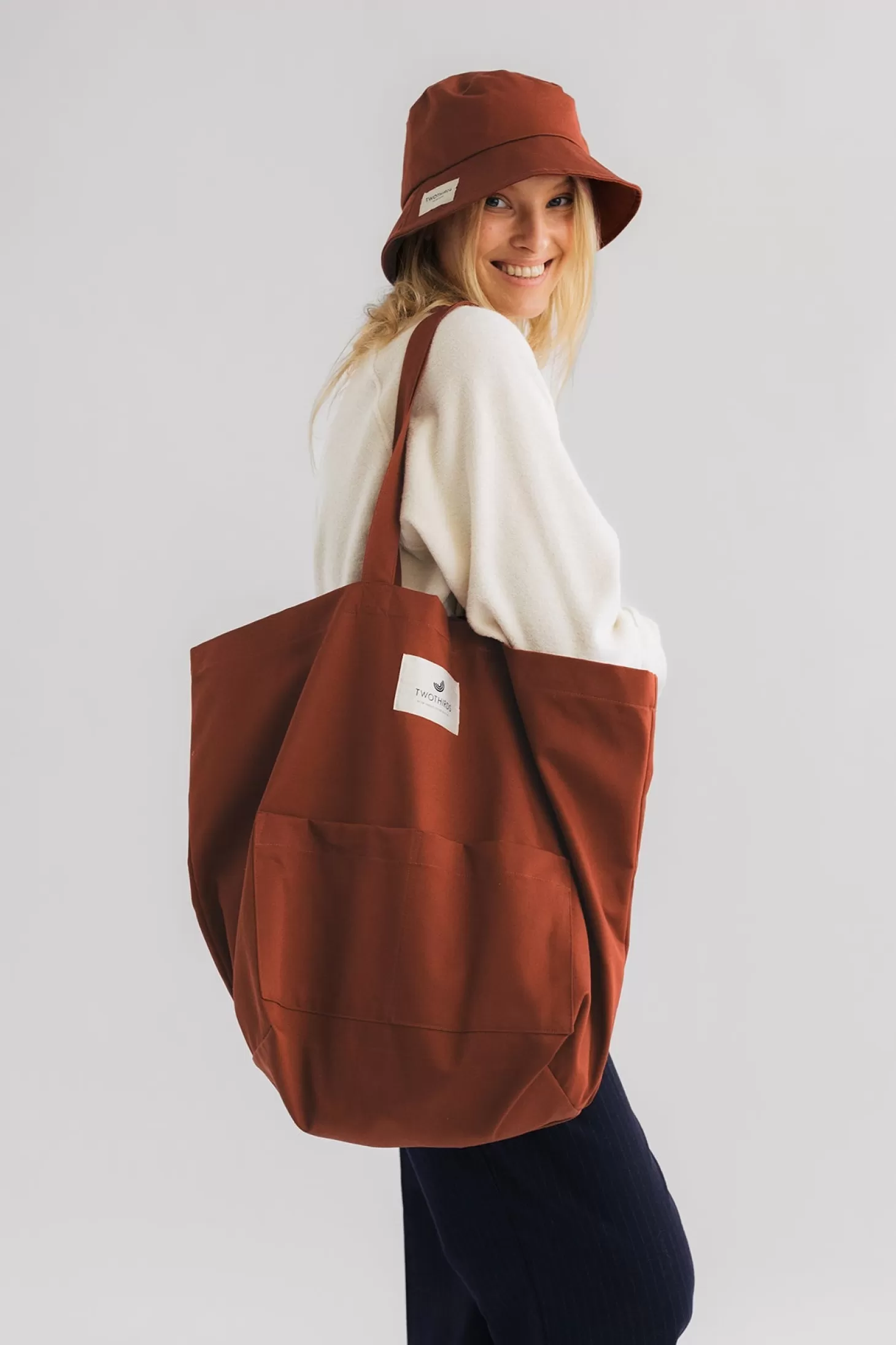 Online Twothirds Basic Tote Bag-Brick