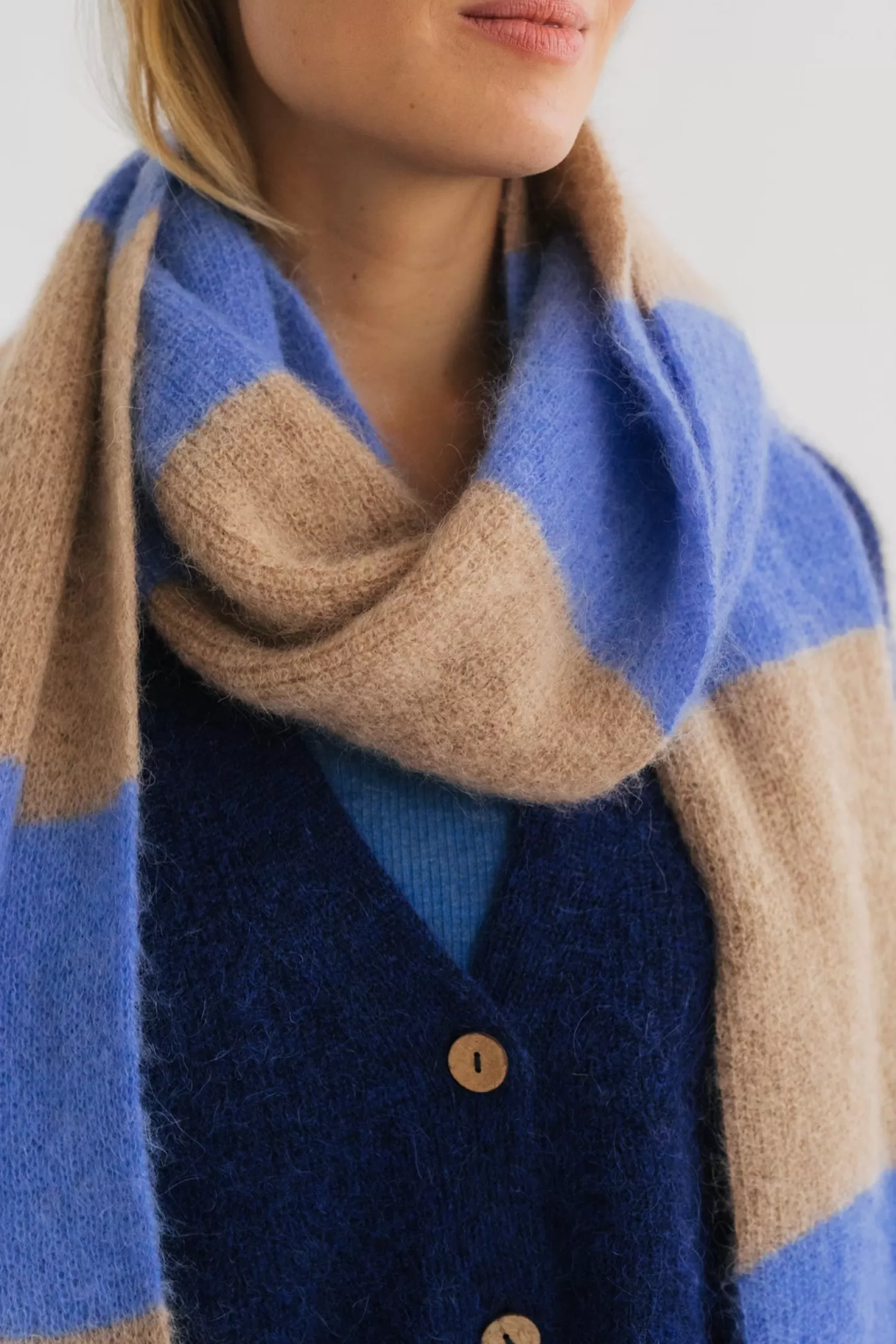 Cheap Twothirds Bicolour Scarf-Cyan/Sand