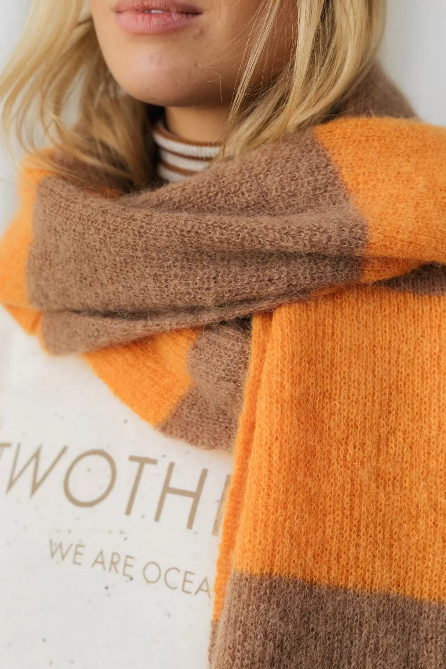 Clearance Twothirds Bicolour Scarf-Orange/Cinnamon