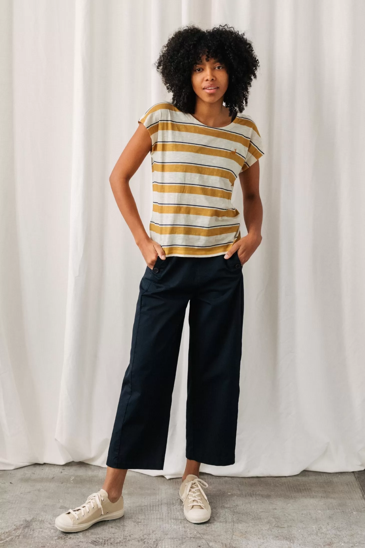 Flash Sale Twothirds Evia-Mustard/Navy Stripes